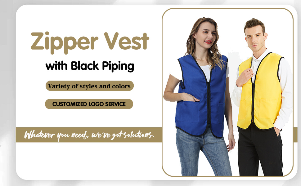 TOPTIE Supermarket Uniform Vest Zipper Volunteers Event Vest Unisex Waistcoat