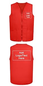 TOPTIE Supermarket Vest / Apron Vest For Clerk Uniform Vest With Zipper Closure