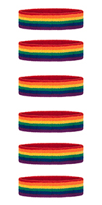 GOGO 12 Pieces Rainbow Wristbands, Elastic Athletic Cotton Sweatbands for Sports