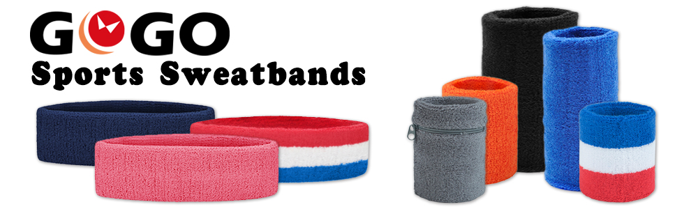 GOGO 36 Pieces Rainbow Sports Sweatbands, 12 Headbands & 24 Wristbands, Moisture Wicking Athletic Sweatbands