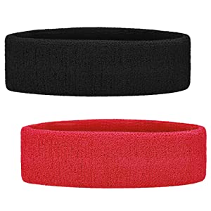 GOGO 12 Pieces Terry Headbands, Athletic Cotton Sweatbands for Running Tennis Basketball