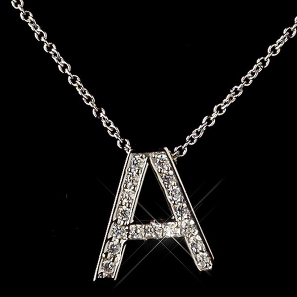 Elegance by Carbonneau N-4407-SS-A "A" Sterling Silver CZ Crystal Initial Necklace 4407
