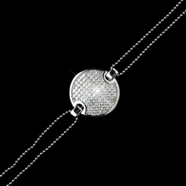 Elegance by Carbonneau Antique Rhodium Silver Clear Pave Encrusted CZ Crystal Circle Bracelet 7713