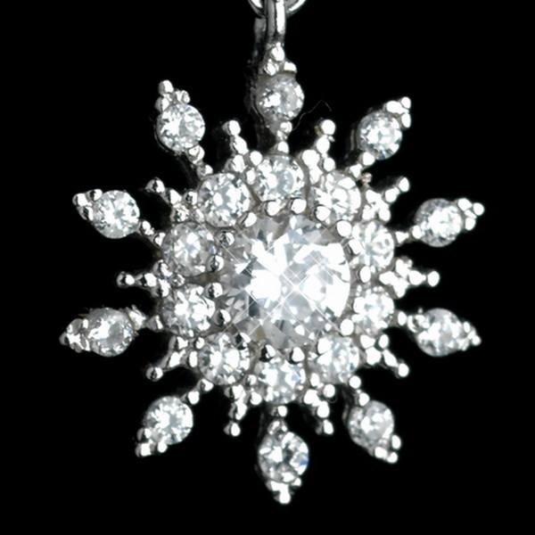 Elegance by Carbonneau Antique Rhodium Silver Clear Petite Snowflake CZ Crystal Drop Earrings 7737