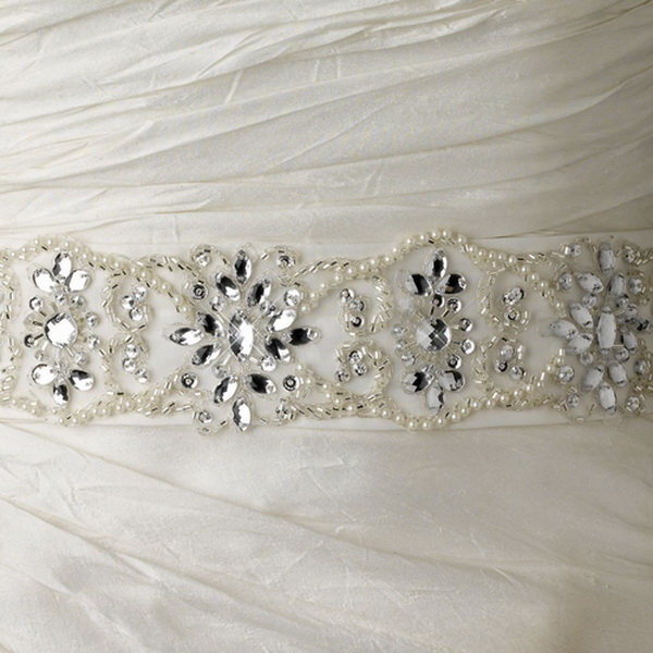 Elegance by Carbonneau Belt-204-M Belt or Headband 204 with Pearls, Beads & Sequins