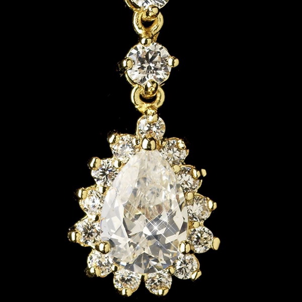 Elegance by Carbonneau E-5560-G-CL Gold Clear CZ Crystal Kate Middleton Inspired Dangle Earrings 5560