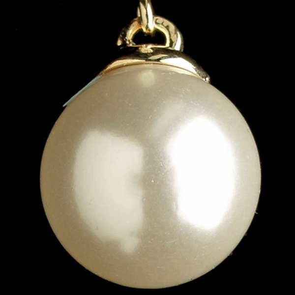 Elegance by Carbonneau E-7757-G-DW Gold Diamond White Pearl & Clear Rhinestone Drop Earrings 7757