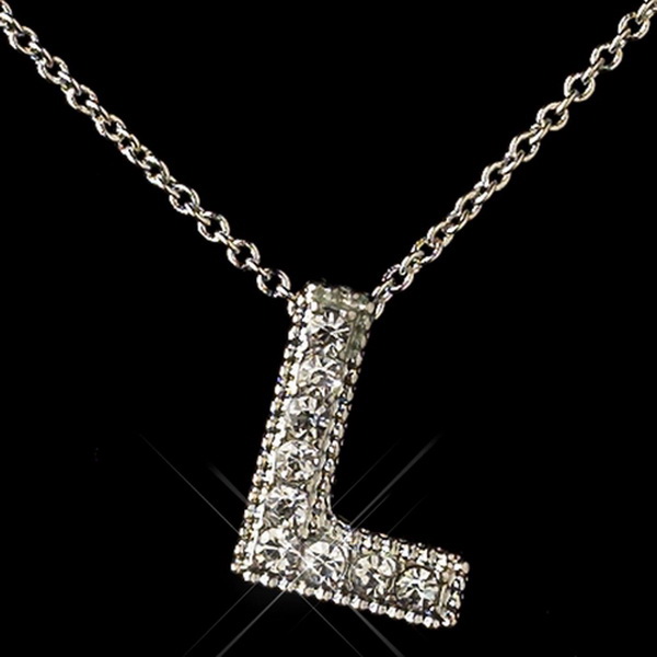 Elegance by Carbonneau N-1-L-M "L" Clear Rhinestone Letter Initial Pendant Necklace 1