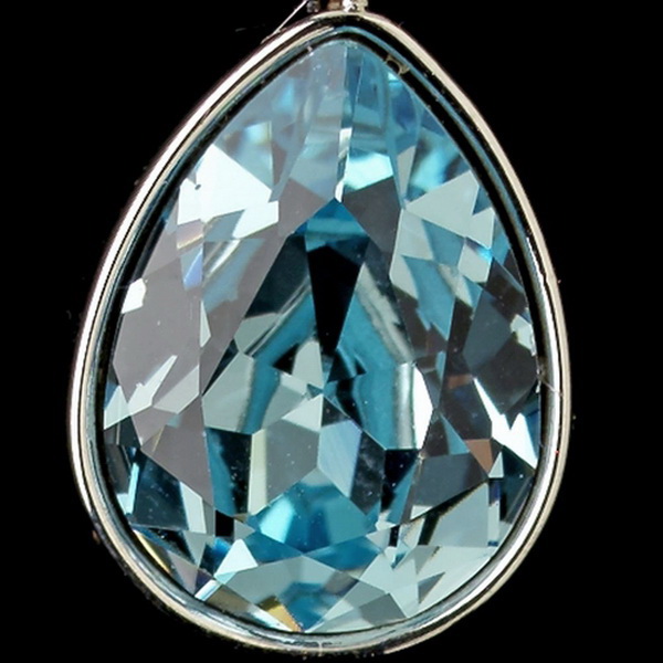 Elegance by Carbonneau E-9602-S-Aqua Silver Aqua Swarovski Crystal Element Teardrop Leverback Earrings 9602