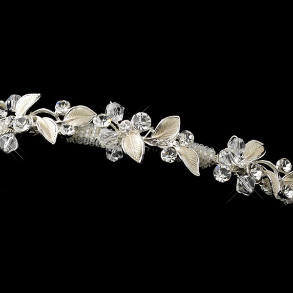 Elegance by Carbonneau HP-1541-S-CL Silver Crystal & Rhinestone Floral Headband 1541