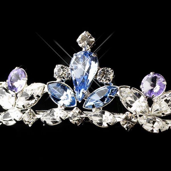 Elegance by Carbonneau Silver Light Blue & Clear Rhinestone Princess Tiara Headpiece 3244