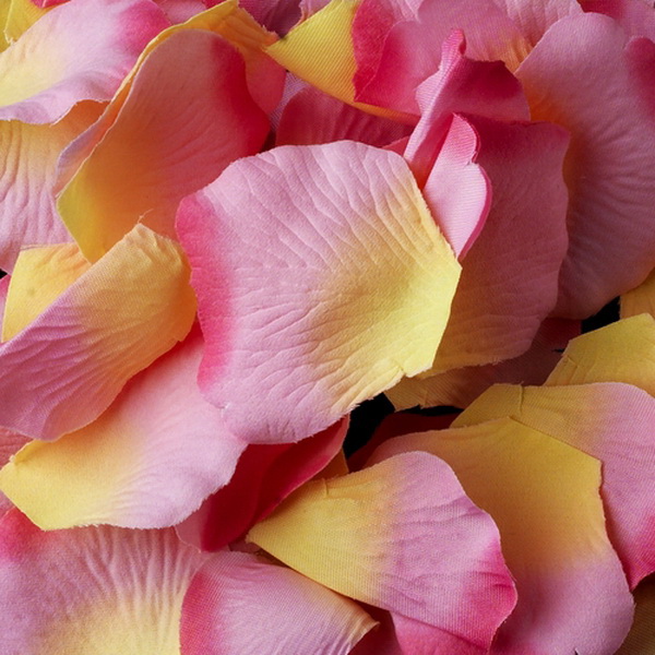 Elegance by Carbonneau Two Tone Pink With Yellow Rose Petals - Color 24 (100 Petals In A Bag)