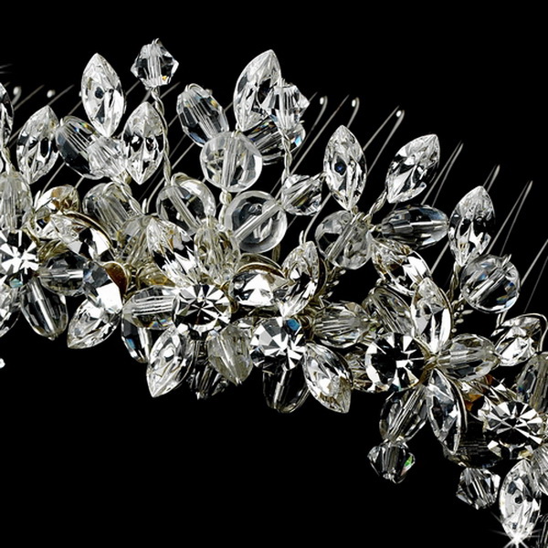 Elegance by Carbonneau Comb-5114-S Lustrous Bridal Comb w/ Clear Rhinestones & Swarovski Crystals 5114