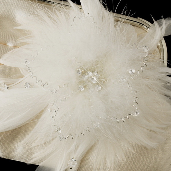 Elegance by Carbonneau EB-315-Clip-1531 Satin Crystal Evening Bag 315 with Feather Fascinator Clip 1531