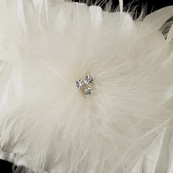 Elegance by Carbonneau EB-317-Clip-442 Satin Evening Bag with Triple Crystals & Feather Fascinator Clip 442