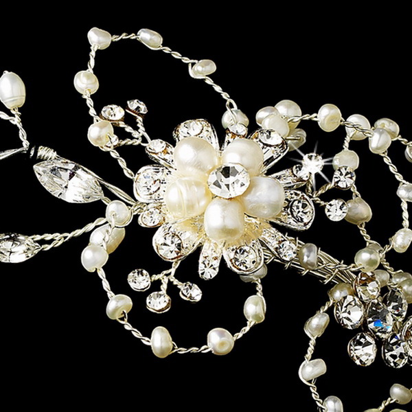 Elegance by Carbonneau HP-7673-S-Ivory Silver and Freshwater Pearl Circlet HP 7673