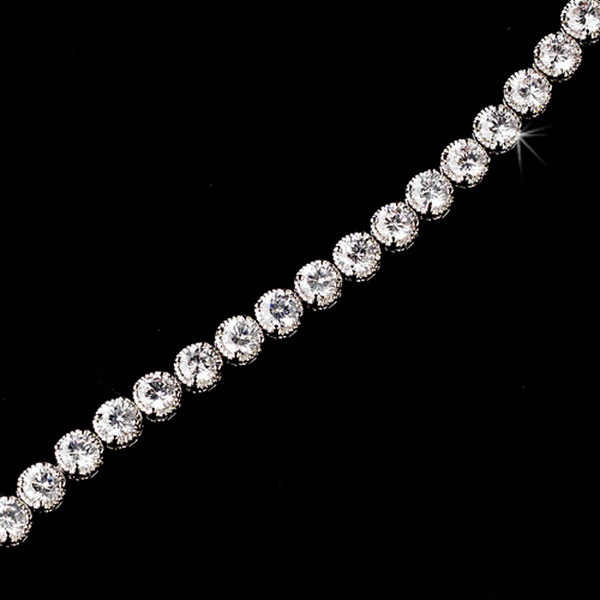 Elegance by Carbonneau B-2745-Silver-Clear Silver Clear Cubic Zirconia Bracelet 2745
