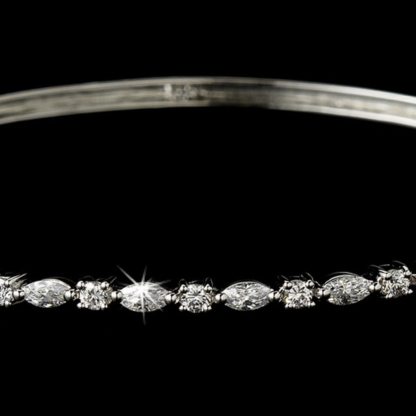 Elegance by Carbonneau B-8166-Silver-Clear Beautiful Silver Clear Bangle Bracelet B 8166