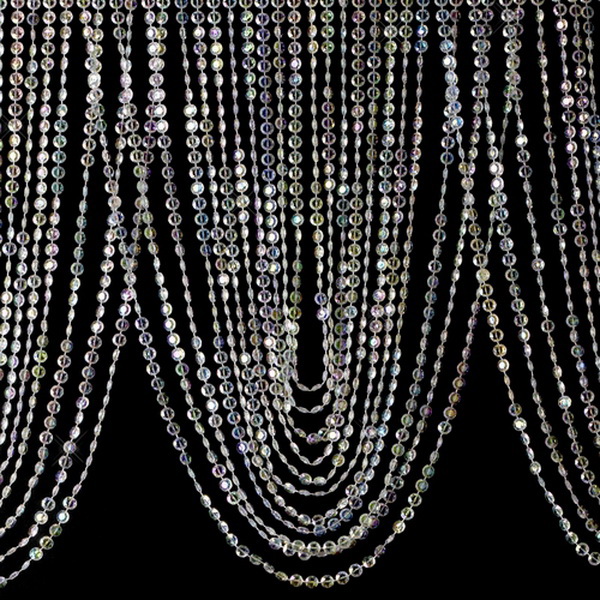 Elegance by Carbonneau Curtain-Swag-1-AB Iridescent Crystal Beaded Swag Curtain Swag 1 with Header Rods