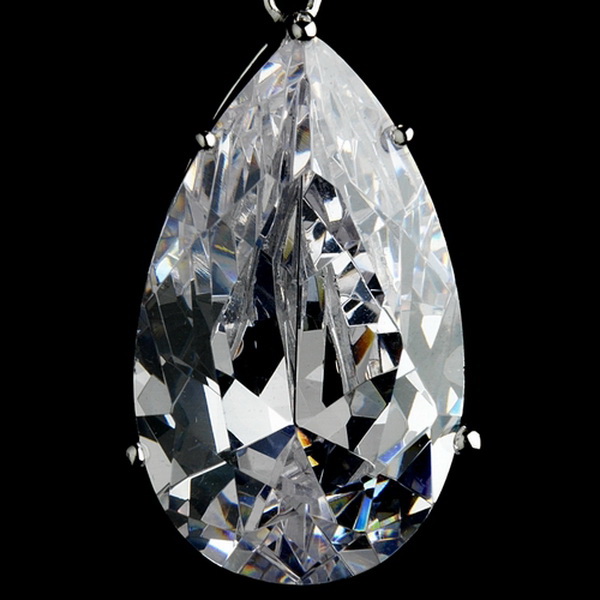 Elegance by Carbonneau E-5383-AS-Clear Breathtaking Large Cubic Zirconium Drop CZ Bridal Earrings 5383