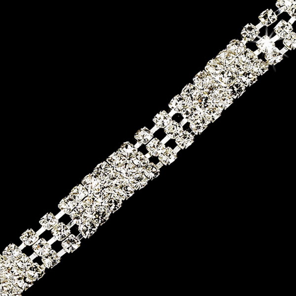 Elegance by Carbonneau B-105-Silver Silver Clear 3 Row Rhinestone Bracelet B 105