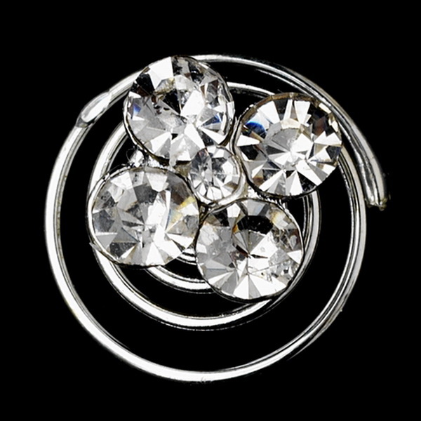 Elegance by Carbonneau Twist-KSP0099 24 Glittering Silver Clear Rhinestone Twist-Ins 0099