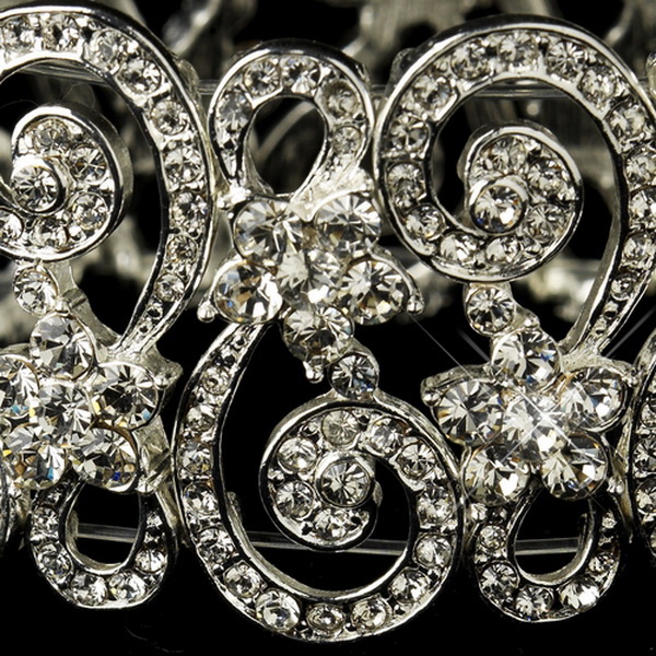 Elegance by Carbonneau B-10519-S-Clear Victorian Floral Ambiance Cuff Bracelet 10519