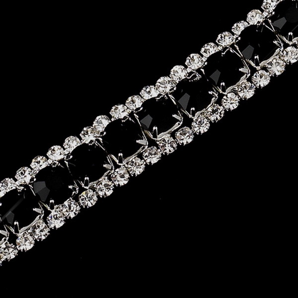 Elegance by Carbonneau B-1107-S-Black Silver Black Center & Clear Crystal Bridal Bracelet 1107
