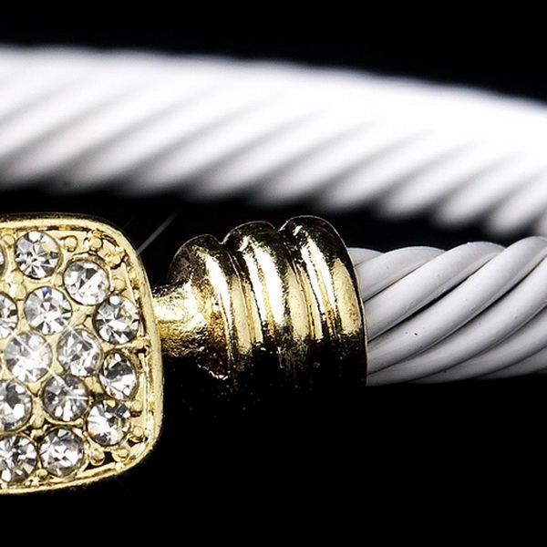 Elegance by Carbonneau B-8804-G-White Gold White Cuff Bracelet 8804