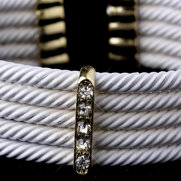 Elegance by Carbonneau B-8865-G-White Gold White Rhinestone Coiled Designer Inspired Open Cuff Bangle Bracelet 8865
