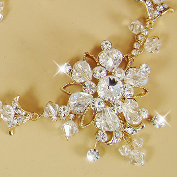 Elegance by Carbonneau NE7809-goldclear Gold Swarovski Crystal Jewelry Set NE 7809