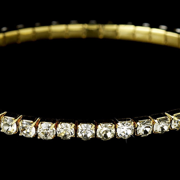 Elegance by Carbonneau B-8011-Gold Charming Gold Silver Rhinestone Stretch Bracelet 8011