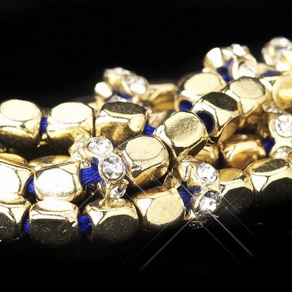 Elegance by Carbonneau B-8812-G-Blue Gold Blue Multi-Strand Fashion Bracelet 8812