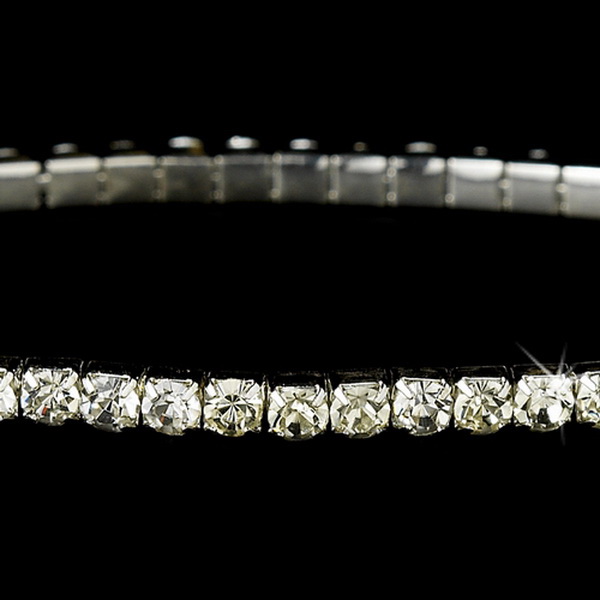 Elegance by Carbonneau B-8011-Clear Charming Silver Clear Rhinestone Stretch Bracelet 8011