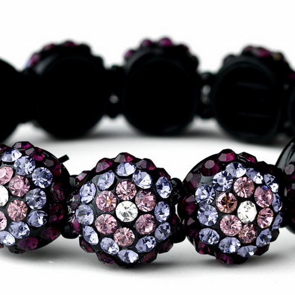 Elegance by Carbonneau B-8543-Purple Glistening Four Tone Purple Crystal Stretch Bracelet 8543