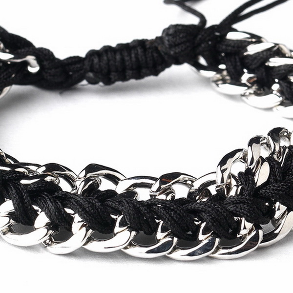 Elegance by Carbonneau B-8860-S-Black Silver Black Braided Mesh Link Fashion Bracelet 8860