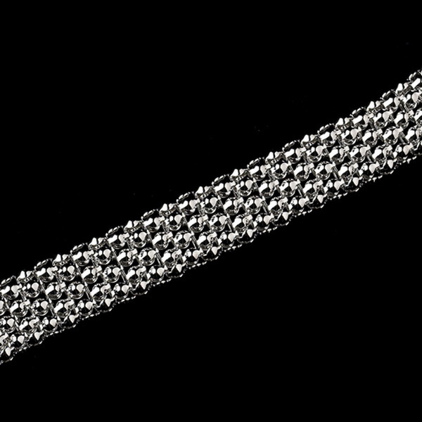 Elegance by Carbonneau B-8911-S-Clear Silver Designer Inspired Waffle Mesh Bracelet 8911