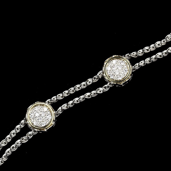 Elegance by Carbonneau B-8873-SG-Clear Silver & Gold Two Tone CZ Accented Bracelet 8873