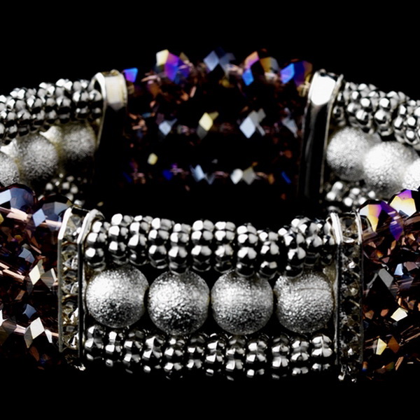 Elegance by Carbonneau B-8503-Amethyst-AB Festive Amethyst Aurora Borealis Crystal Bracelet 8503