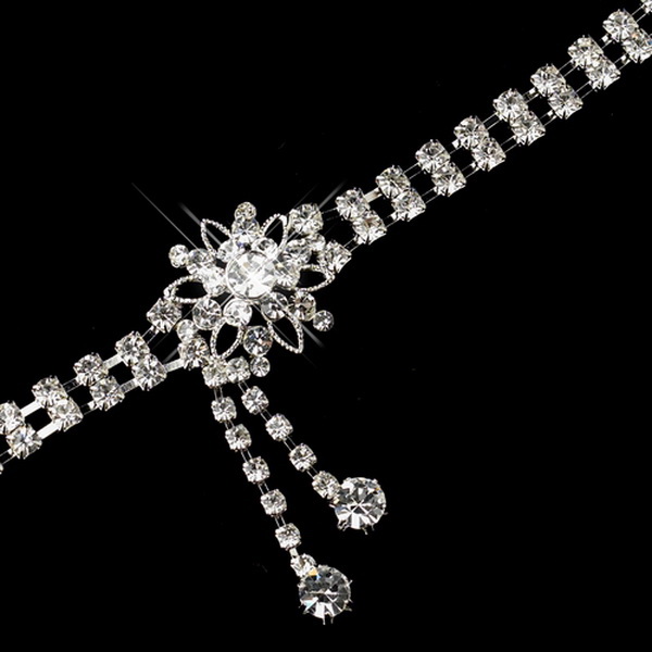 Elegance by Carbonneau Kim Kardashian Inspired Rhinestone Flower Dangle Bracelet in Silver 1539