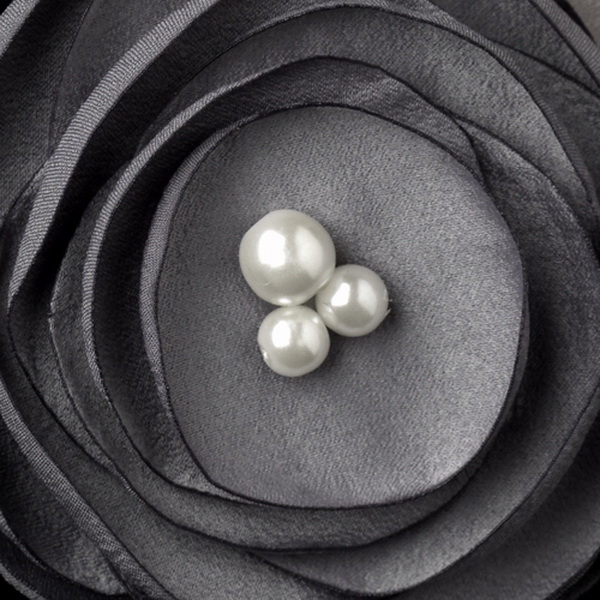 Elegance by Carbonneau Ivory Gray Flower with Faux Pearl Accents & Brooch Pin Hair Clip 9940