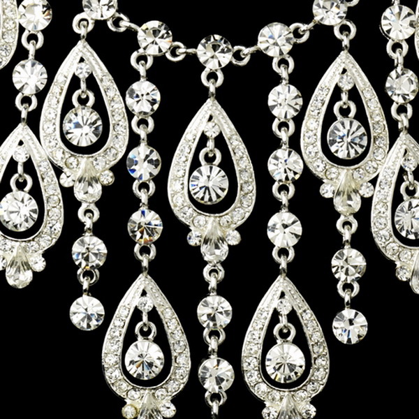 Elegance by Carbonneau NE-71990-Silver-Clear Silver Clear Necklace Earring Set 71990