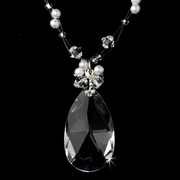 Elegance by Carbonneau NE-7242-White White Necklace Earring Set 7242