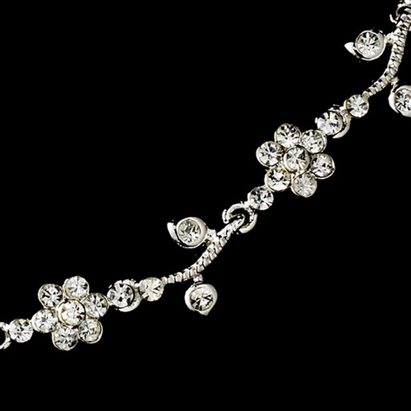 Elegance by Carbonneau NEb70430 Silver Clear Floral Vine Three Piece Jewelry Set NEB 70430