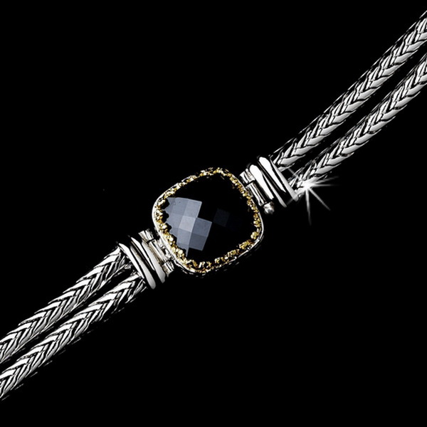 Elegance by Carbonneau B-2699-Silver Silver Black w/ Gold Trim Bracelet 2699