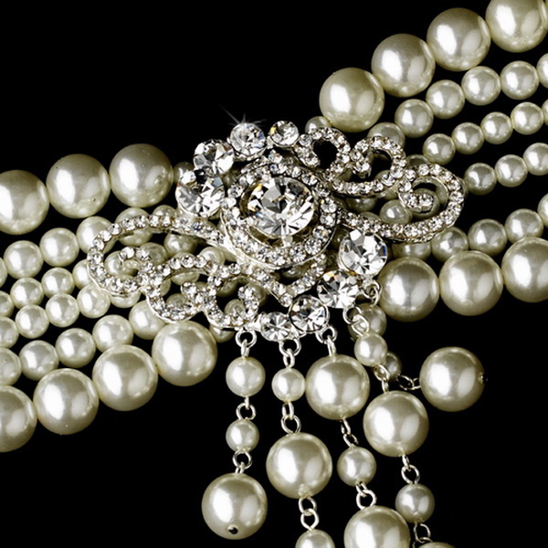 Elegance by Carbonneau B-8399-Silver-Ivory Bracelet 8399 Silver Ivory Clear