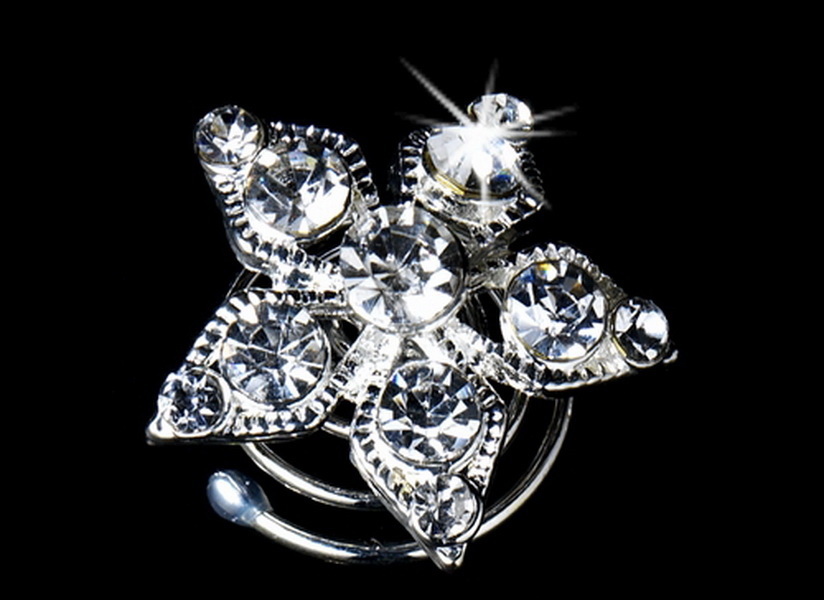 Elegance by Carbonneau Twist-KSP0119 12 Wonderful Silver Clear Rhinestone Star Twist-Ins 0119