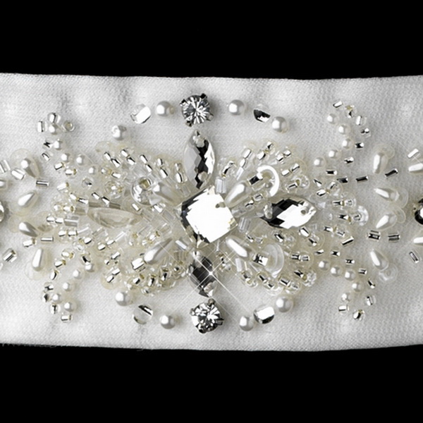Elegance by Carbonneau Belt-28 Wedding Sash Bridal Belt 28 White