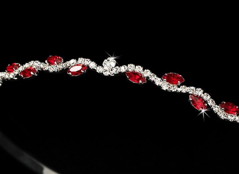 Elegance by Carbonneau HP-6008-Red Elegant Light Red Crystal Tiara Headband HP-6008
