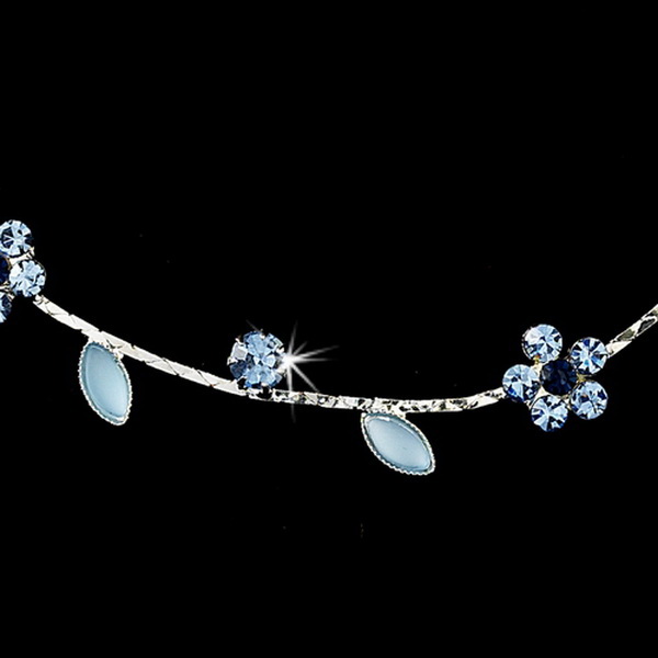 Elegance by Carbonneau NE-3734-Silver-BluE Necklace Earring Set 3734 Silver Blue